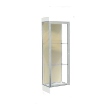 Waddell Display Case Of Ghent Edge Lighted Floor Case, Silk Back, Satin Frame, 6" Frosty White Base, 24"W x 76"H x 20"D 91LFSK-SN-FW